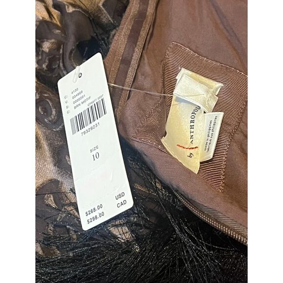 Anthropologie Dress 10 Halter Fringe Silk Floral Burnout Flapper Party New $268 - Picture 6 of 6